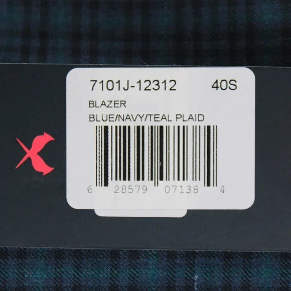 Cardinal of Canada NWT 100% Wool Sport Coat Size 40S US In Blues w/ Teal Plaid